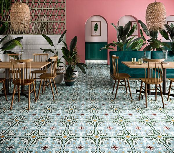 Carreaux rustiques en céramique 20x20 cm résistants aux acides et en gris et vert pour la salle à manger et les carreaux durables pour la salle de bain