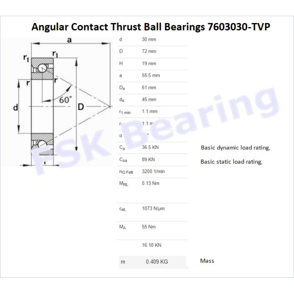 7603030 - TVP Angular Contact Thrust Ball Bearings Screw Support Nylon Cage