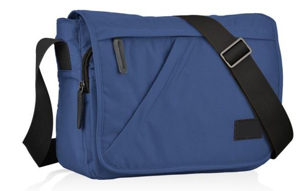 Customized Blue Nylon Travel Messenger Bag With Lots Of Pockets 32*23.5*9 Cm