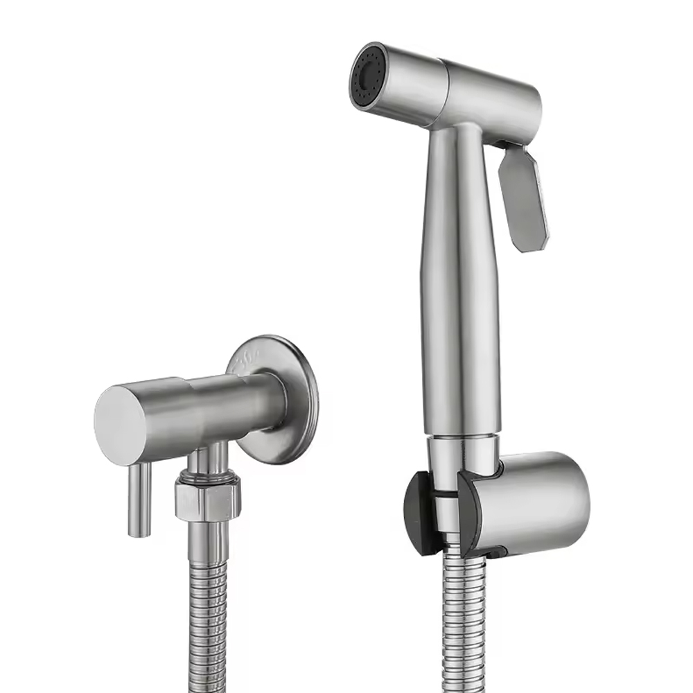 Handheld Toilet Bidet Sprayer with Brass Valve Stainless Steel Bidet Shower Hygienic Shower Wall Mounted Toilet Bidet Sprayer
