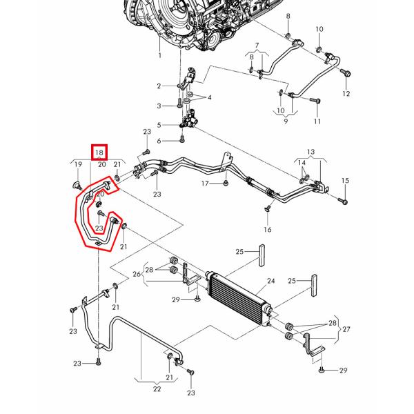 For Bentley Continental Gt 2012-2015 & Flying Spur Transmission Right Oil Cooling Oil Pressure Pipeline OEM 4W0317807A