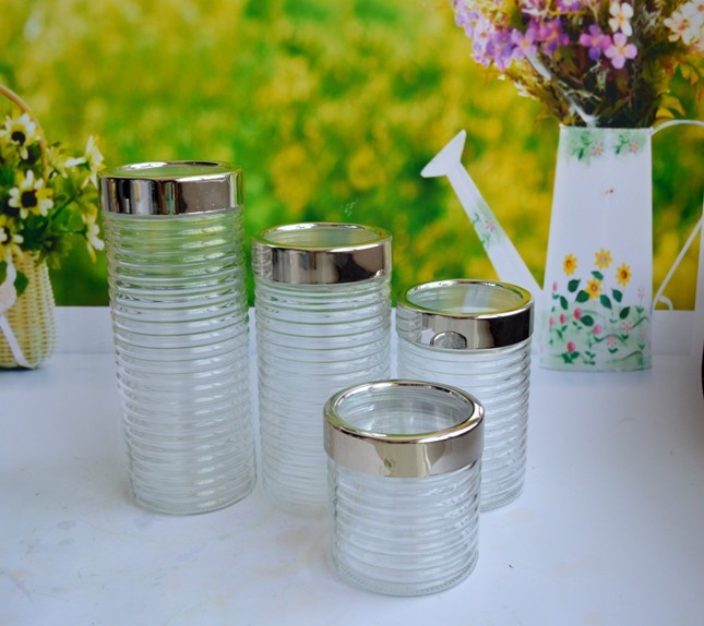 SET OF 4 PCS GLASS CANISTER