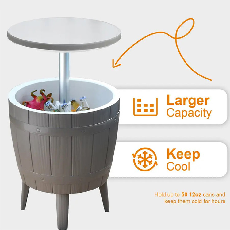 Foldable Outdoor Camping Picnic Beach Cafe Bistro Bar Chill Ice Cooler Lift Top Wine Beer Table with Storage