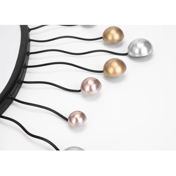 Oval Shaped Mirror Wall Decor Black Metal Frame Dotted With Gold And Silver Color