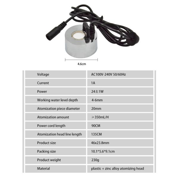 24V 1.7MHz Ultrasonic Atomizing Transducer Mist Maker with Long Life for Humidifier
