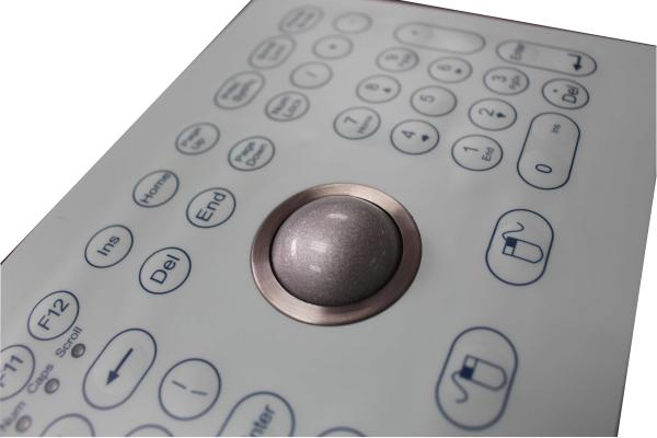 107 Keys White Industrial Membrane Keyboard Optical 800 DPI Trackball