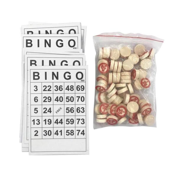 Винтажная деревянная игра Bingo шахмат с 40 картами DIY номера Bingo
