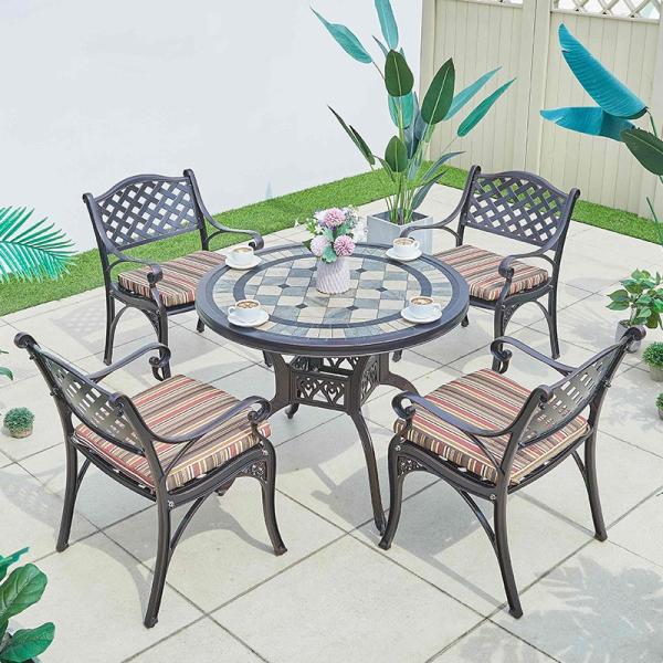 Balcony Furniture Small Round Table Cast Aluminum Coffee Table Set for Outdoor Leisure