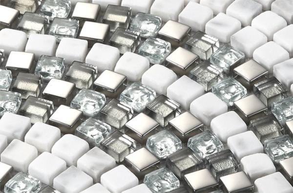Ice Crack Glass Metal Mosaic Bathroom Backsplash Tile Special Chip Size