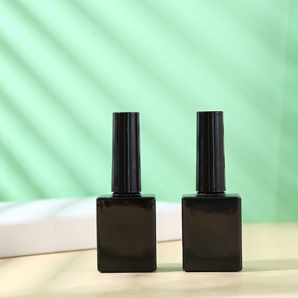 10ml 15ml Rectangular Glass Black Nail UV Gel Polish Packing Empty Square Shape Nail Polish Bottle With Brush for Cosmetic