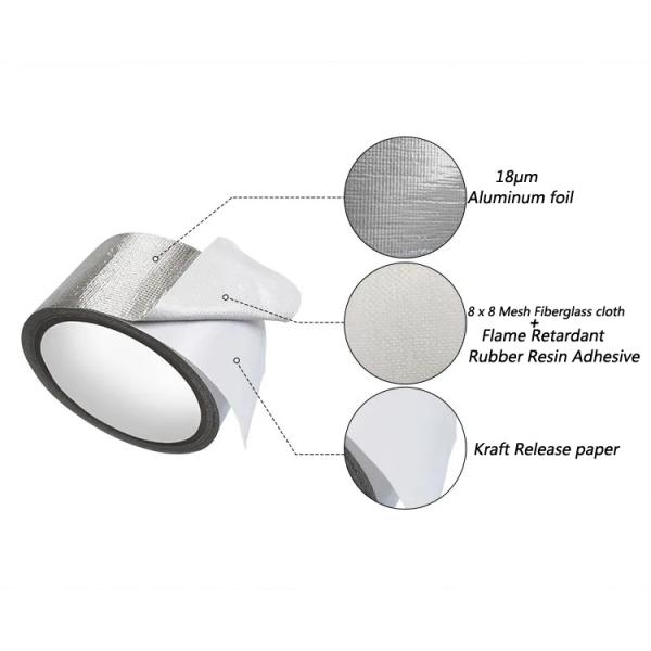 Flame Retardant Waterproof Tape Aluminum Foil HVAC Rubber Adhesive Glass Fiber Tape
