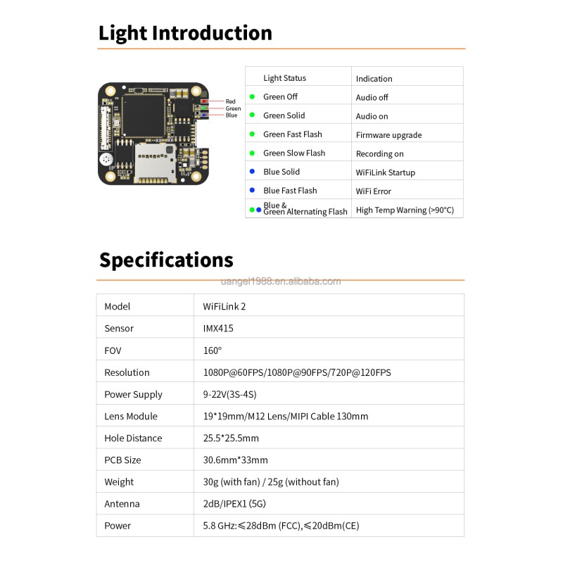 RunRunCam Wireless WiFiLink2 2-G Digital HD FPV Transmitter Bas