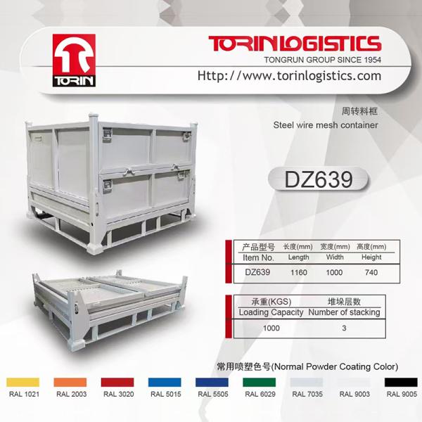 Torin DZ639Wholesale Metal Steel Box Material Logistics Turnover Boxes Container Stackable Metal Pallet Cage Storage Box