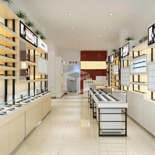 Cabinet de mur de vitrine d'ODM Sunglass avec du bois solide épais de 8mm