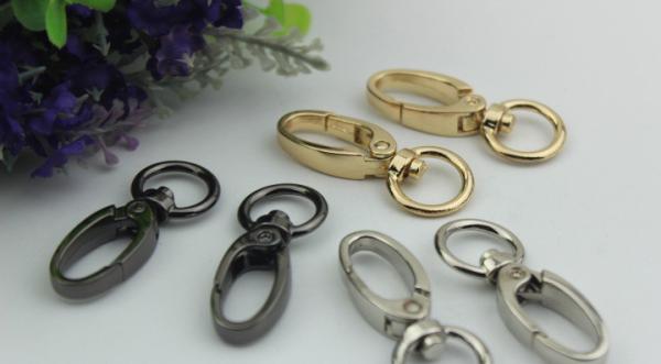 High quality custom nickel color 15 mm round shape eye bolt snap hooks for sling bags