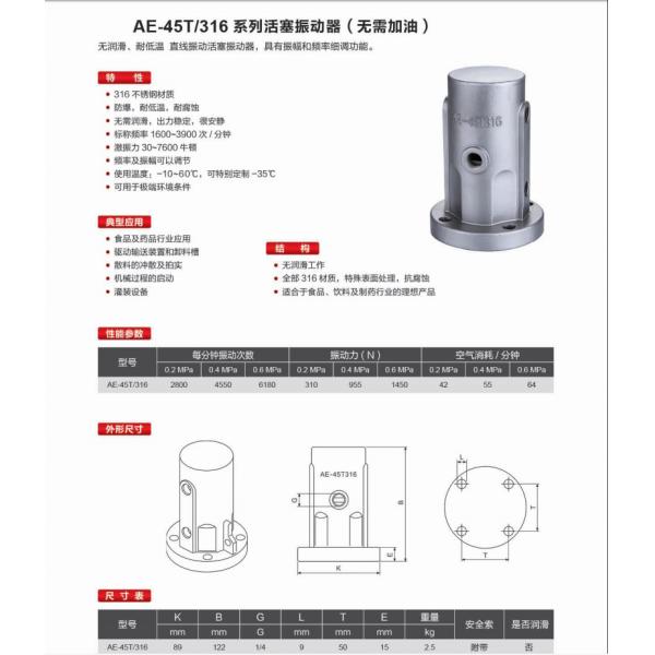 Saída pneumática de aço inoxidável do estábulo da resistência de corrosão do vibrador do ar 316