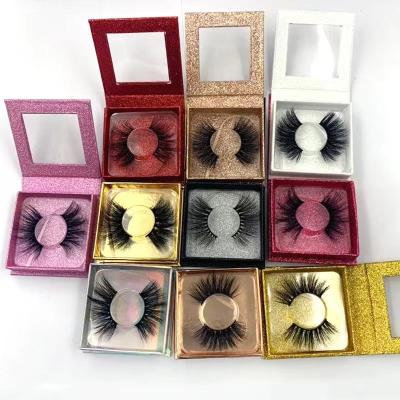 350g Logo Printed Paper Lash Boxes Custom Marble Glitter Eyelash Packaging