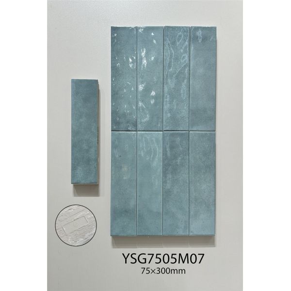 Antibacterial Green 75x300mm Glossy Inside Ceramic Wall Tiles For Dining Room and Office
