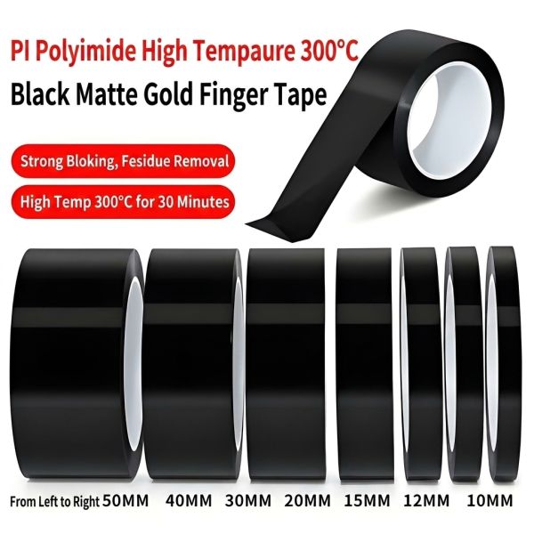 Black Matte Polyimide Tape with Full Blackout Low Reflectivity High Temp Resistance and Excellent Electrical Insulation