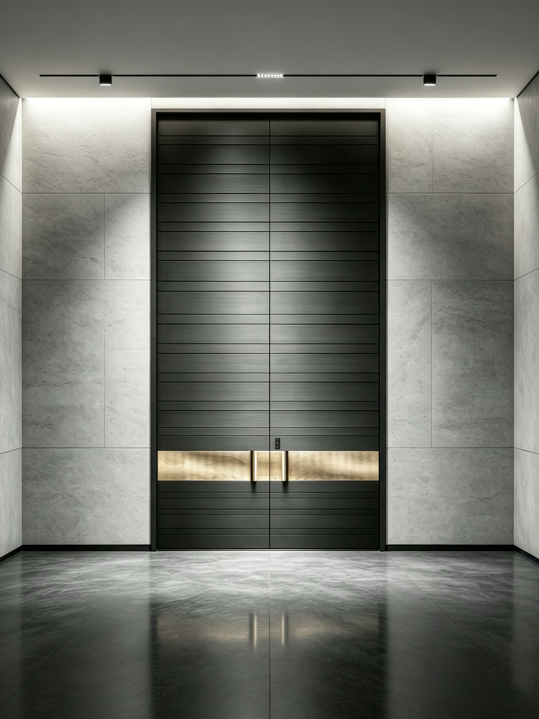 Modern Minimalist T6-T5 Aviation-grade Aluminum Alloy Entrance Door with 304 Stainless Steel Hardware and Electric Switch/Remote Control