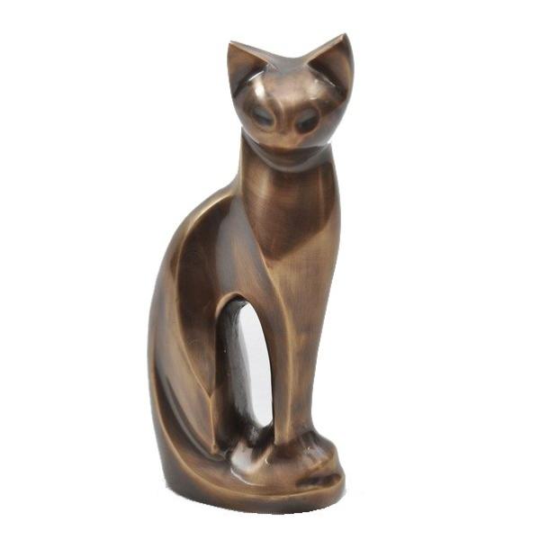 Black Color Cat Shaped Urn , Unique Cat Urns Metal Brass Material American Style