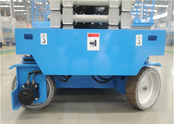 14 M Hydraulic Scissor Lift Battery Powered With Four Wheels Solid Tires