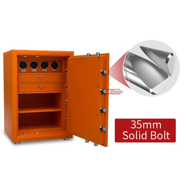 Leather-Covered Fireproof Jewelry Safe Limited Edition with Watch Winder