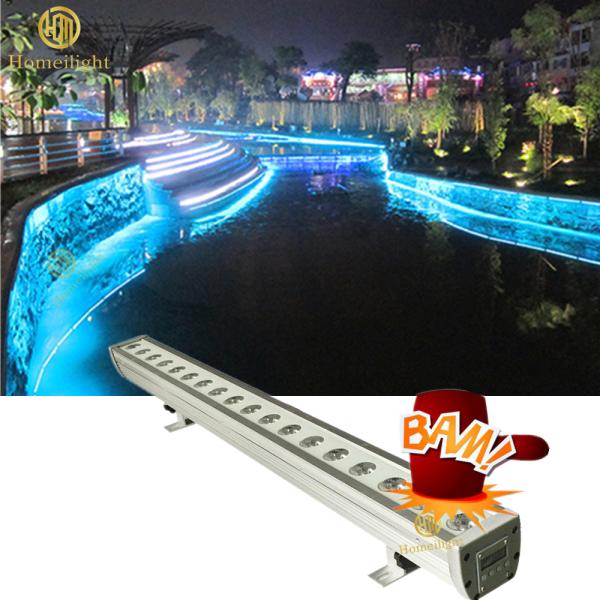 1- DMX512 Control Aluminum Alloy IP65 3W 18pcs Outdoor Wall Mounted Colorful Light LED Wall Washer Bar