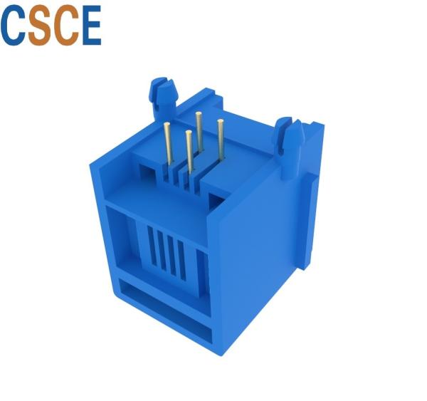 5523 Series Right Angle  RJ11 Single Port Female Modular Jack  With Panel Stop Phone Jack 4P4C