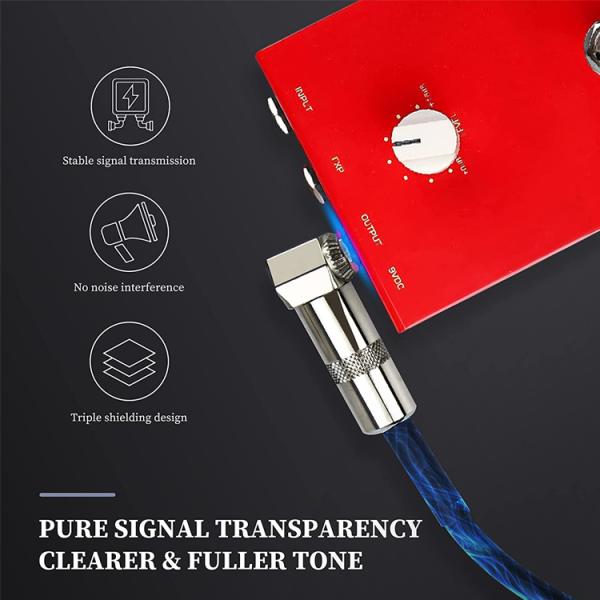 1/4 TS Jack Electric Braid Pedal Guitar Patch Lead Stereo Instrument Cable