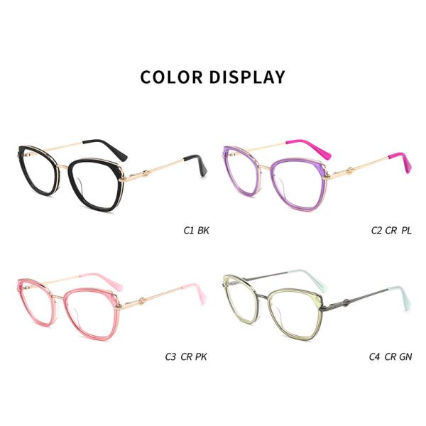 Оптически Очкиes ацетата и металла уменьшают форму глаза кота висков металла для женщин