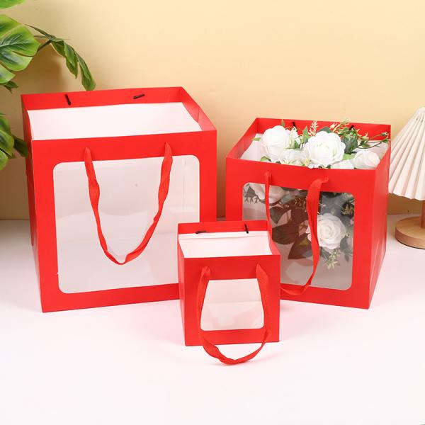Elegant Window Gift Bags Set Premium Tea Cosmetic Packaging With Floral Design  Customizable Logo