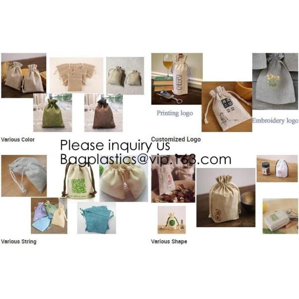 Candy Gift Pouch Bags with String Birthday Wedding Party Gift Jewlery Pouches Party Favor Jute Gift Bags Brown with Whit