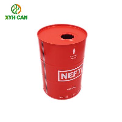 Forme de tambour de couleur de Tin Can Eco-Friendly Matted Red d'alcool pour la vodka