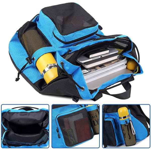 Accepable OEM/ODM Bow Pattern Mesh Gym Backpack for Swimming Pool Beach Yoga Work Gear