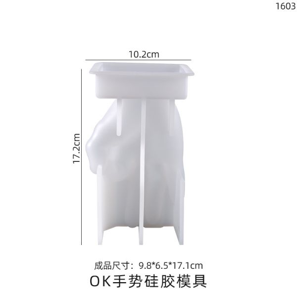 DIY Crystal Dropping Resin Mold OK Thumb Scissors Hand Gesture Table Candle Silicone Mold