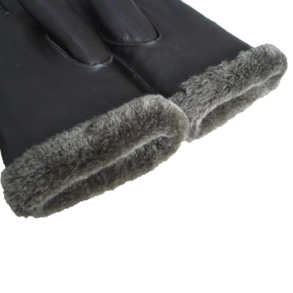 Winter Lamb Fur Lined Mens Soft Leather Gloves With Belt Plain Style