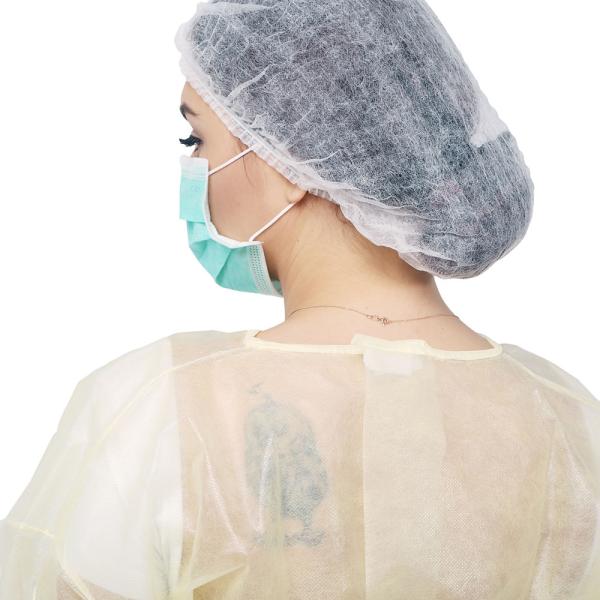 Non Woven Bouffant Cap Disposable Surgical Caps Soft Blue White Yellow