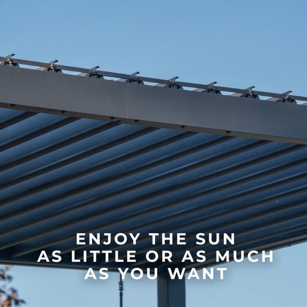 Steel Frame AJUNION 16X10 Metal Pergola for Louvered Roof Garden Outdoor Bioclimatic