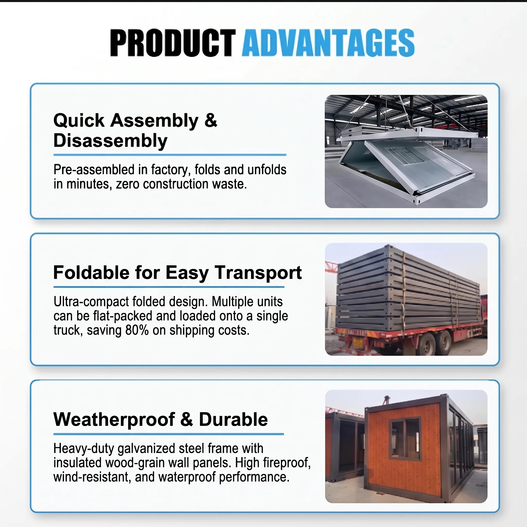 Outdoor Glamping Quick Setup Expandable Container Cabin Lightweight Stackable for Camping Site Temporary Accommodation