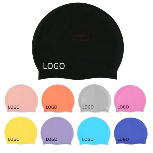Customizable Silicone Swim Cap with Soft Waterproof and Non-Slip Design for Adults and Children