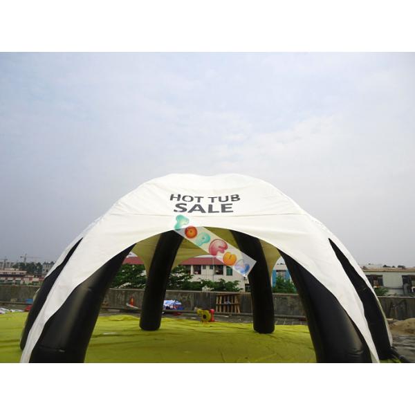 10m Span Inflatable Airtight Spider Event Tent Black PVC Frame Posts With White Printed Roof