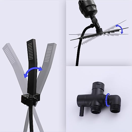 ODM 8″ Square Zinc Shower Head Filtered Showerhead With Brass Handheld