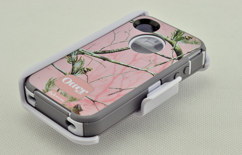 AP Pink Realtree Camo Outter Box For Iphone 4 Hard Shell Case With Defender Series