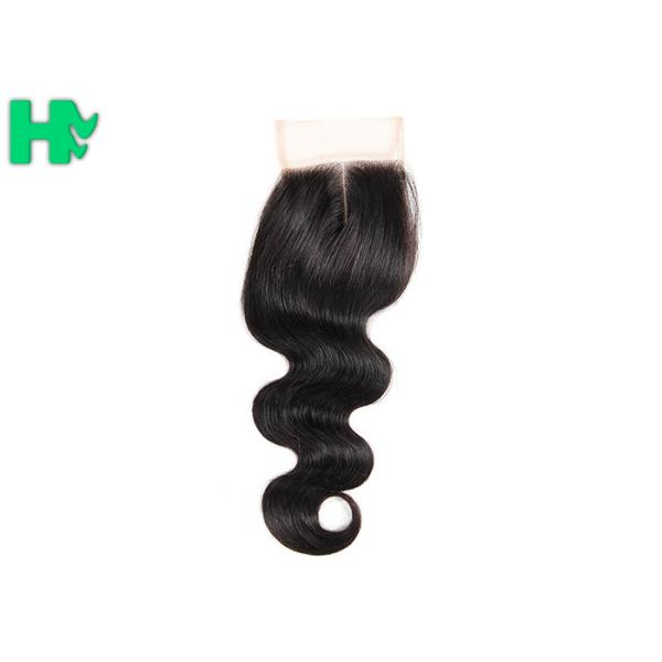 Body Wave Human Hair Closure Pieces , Middle Part Remy Human Hair Extensions
