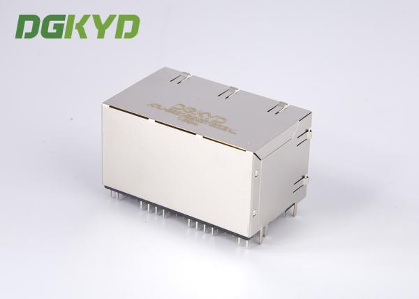 O poder de KRJ -5921S2X3YGZENL sobre o metal do conector dos ethernet Rj45 protegeu o diodo emissor de luz da pilha 2X3 G/Y