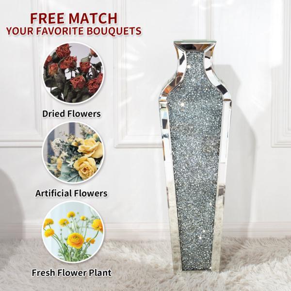 Home Decoration Mirrored Furniture Tall Floor Vase Clear Glass Crystal For Wedding