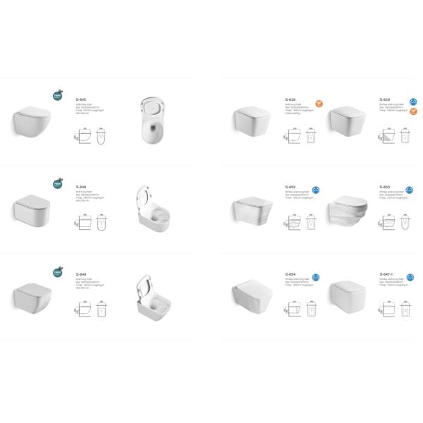 Professional Bathroom Washdown One Piece Ceramic Wall Hung Toilet P-trap WC Toilet