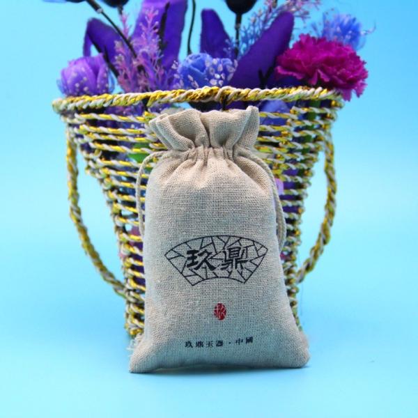 Small Jute Drawstring Bag For Jewelry / Gift Package 10 X 15cm Dimension