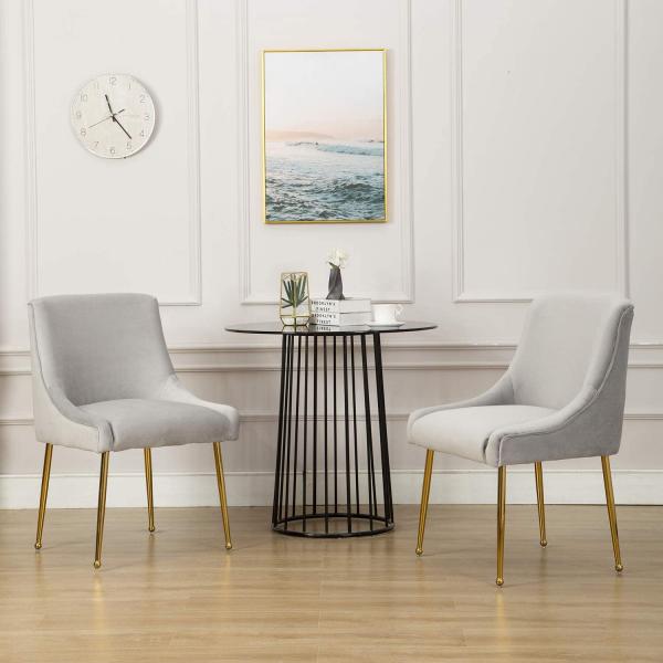 Modern Dining Upholstered Kitchen Chairs Velvet Living Room With Brass Metal Legs